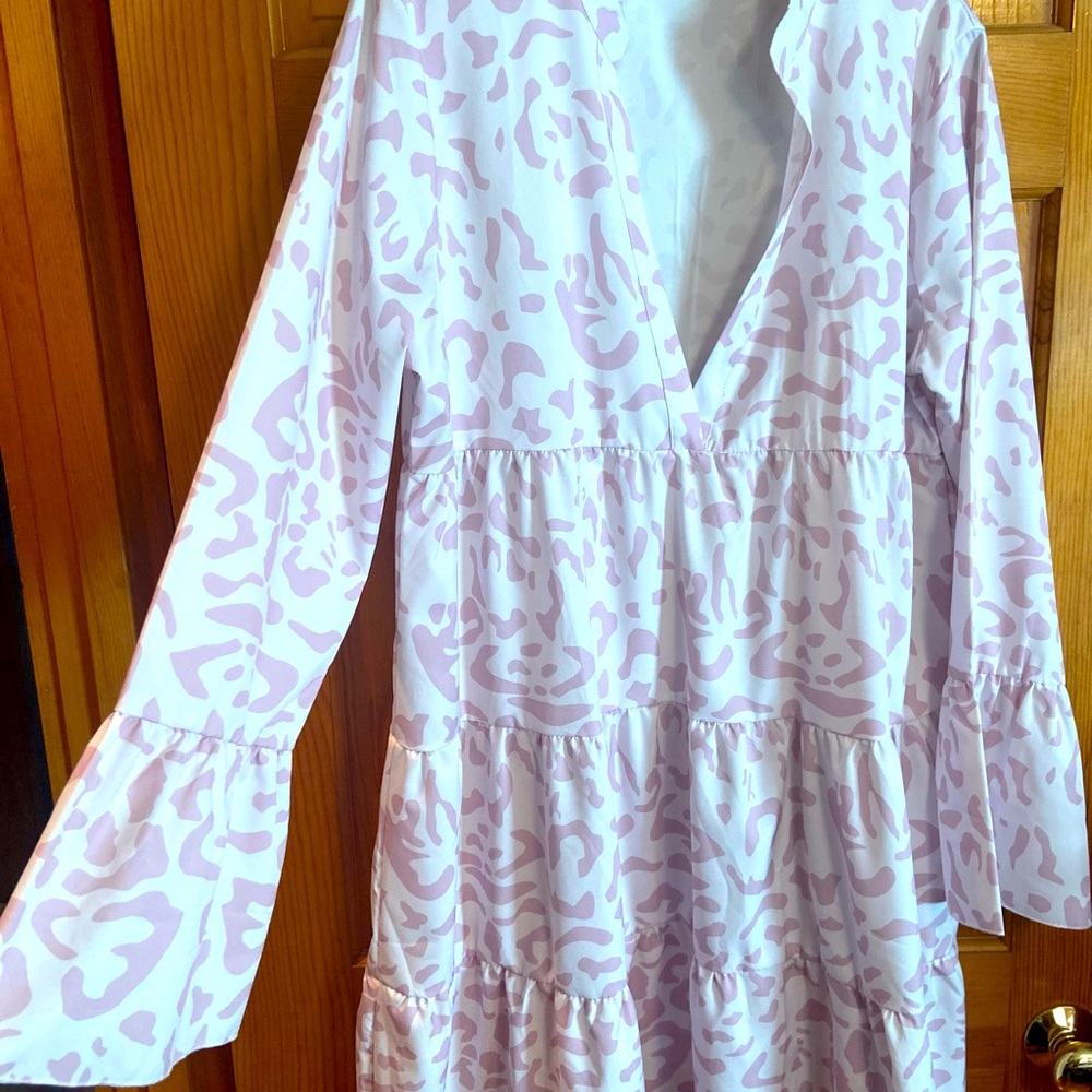 Pink & white layered casual dress. Size XL